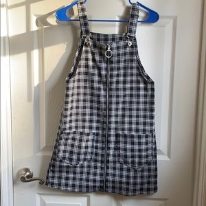 H&M Plaid zip-up overall dress